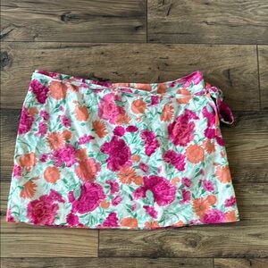 Wayf Pink Wrap Mini Skirt Resort Wear